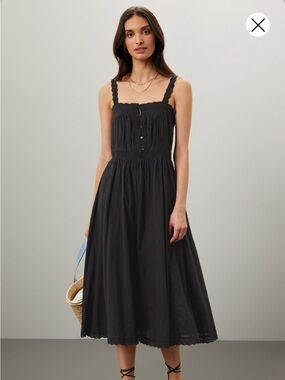 The Great Sleeveless Cachet Midi Dress Lace LBD Boho Western Cottage Button